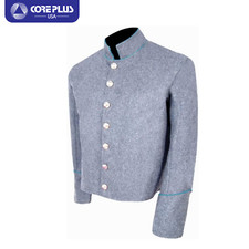 Civil War Grey Shell Jacket Sky Blue Piping Trim - Authentic, Single Breasted