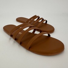 TKEES Women's Senna Leather 4-Strap Slide Sandals Au Naturale sz 5 EU 36 NWT