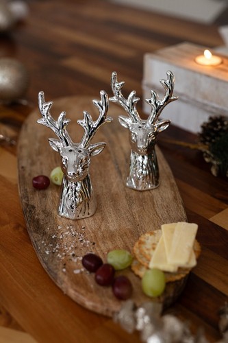 Saleros de pimienta ciervo de Navidad para decoración del hogar botellas de condimento de plata ciervo - Imagen 11 de 24