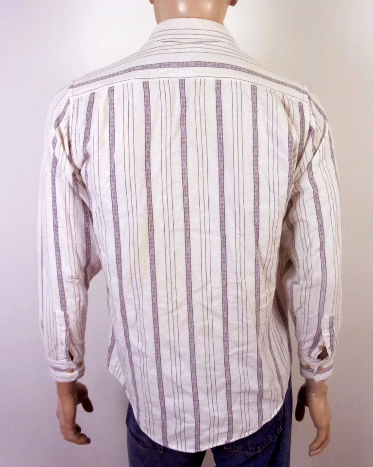 vintage 80s 90s Allyn Saint George Cream/Gray Southwestern Flannel Shirt SZ M - Image 3 of 4