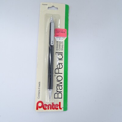 New Vintage Pentel Bravo Mechanical Pencil 0.5 mm Writing Pencil Black NOS