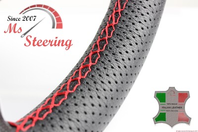 FÜR BUICK LUCERNE 06-11 SCHWARZ PERF LEDER LENKRADABDECKUNG ROT DBL STIT