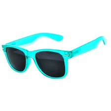 GLOW IN THE DARK TURQUOISE VINTAGE RETRO SMOKE LENS SUNGLASSES PARTY GLASSES UV