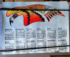 1970 Bird Calendar Signed Allen Sauvel Cahuilla Art Sáuvel Pá' Kík RARE