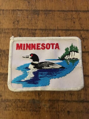 VTG-State Bird Minnesota Loon Lake sew or iron embroidered hat jacket patch
