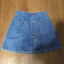 Vintage Unionbay Denim Mini Skirt Juniors Size 3 Jean Button Front A-Line AS IS