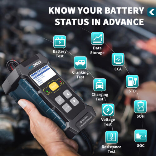 Romondes RD510 Automotive Battery Tester Charger Voltage Test Cranking Test Tool - Foto 3 di 8