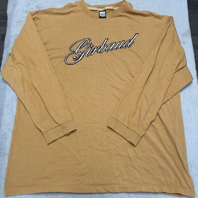 Marithe Francois Girbaud Shirt Mens XXL Camel  Brown Long Sleeve Script Y2K MFG
