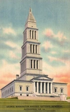 Postcard VA Alexandria George Washington Masonic Memorial Linen Vintage PC H3247