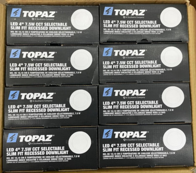 8 Pack x Topaz 4'' 7.5W CCT Selectable Slim Fit Recessed Downlight RDL4-8W-CS