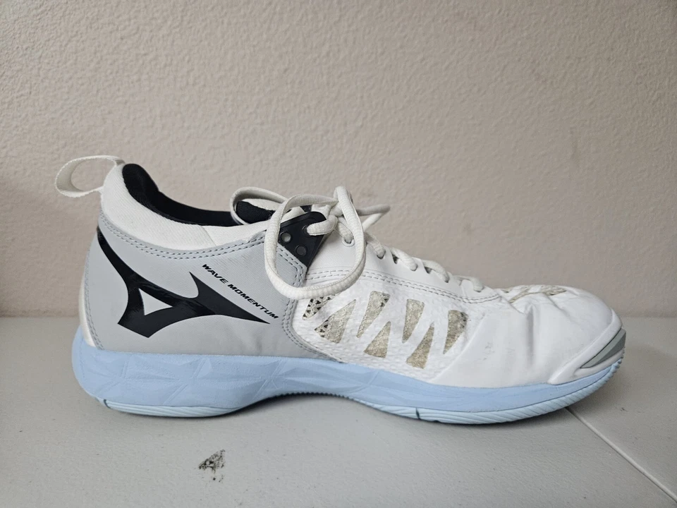 Mizuno Wave Momentum Womens Volleyball Shoes Size 11 White Blue Grey Black - Image 4 of 4