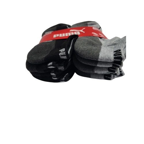 Puma Boy's 6 Pack Quarter Crew Socks – Large (9-11), Zing Grey Black - Picture 13 of 21