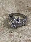 925 Silver  - Vintage Cubic Zirconia Cluster  Ring Size 6 #991