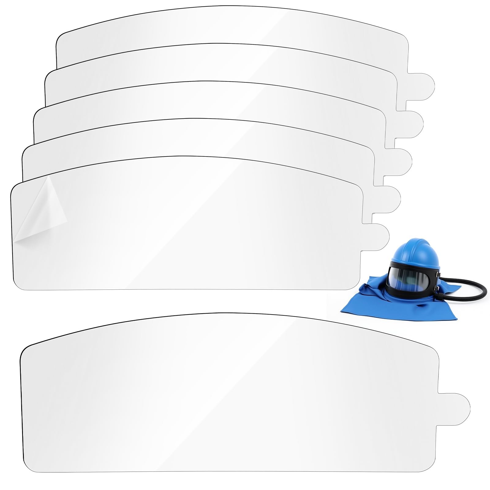 5 Pcs Sandblasting Hood Outer Lens Air Feed Sandblast Helmet Visors Clear PVC...