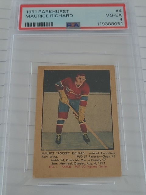 1951 Parkhurst #4 Maurice "Rocket" Richard RC Rookie PSA 4