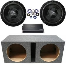 Harmony Audio HA-C102 10" 2000W Subwoofers w/ Vented Sub Box & CXA18001 Amp