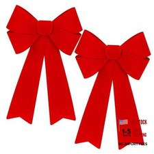 2 PCS Christmas Decorations, 12 x 18 Inches Large Christmas Bows 2PCS Red