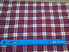 COTTON FLANNEL FABRIC 6 yard plaid red white blue material 40" wide lightweight