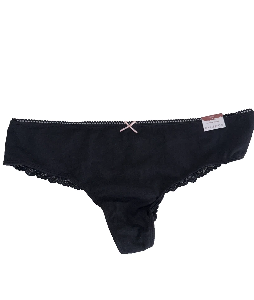 Lote de 2 Bragas Tanga Cacique Encaje No Show Talla 18/20 Nuevas con Etiquetas Negras Foto 3 de 4