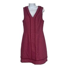 Banana Republic Womens Sleeveless Burgundy Sheath Dress Size 8 Herringbone