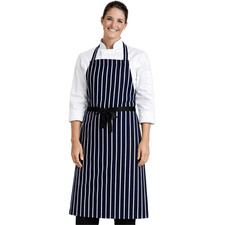 Unisex Apron Navy Blue white Striped Butcher Men’s Ladies Chef Catering Kitchen