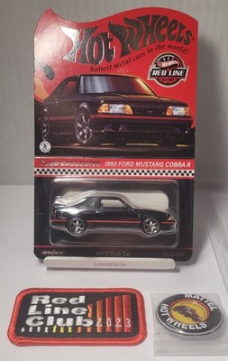 HotWheels RLC Membership 1993 Ford Mustang Cobra R -Black W/ Patch & pin   