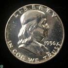 1956 T1 Franklin Half Dollar Proof - Choice Proof Details White Frosted Reverse
