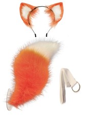 Faux Fur Wolf Ears Headband Furry Dog Tail Set Animal Costume Cosplay
