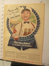 newspaper ad 1947 PABST BLUE RIBBON beer bottle Eddie Cantor baseball game