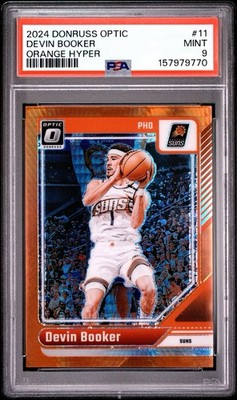 2024 PANINI DONRUSS OPTIC #11 DEVIN BOOKER ORANGE HYPER /299 - PSA 9