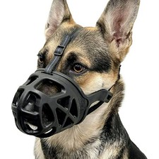 BARKLESS Small Dog Basket Muzzle for Biting, Grooming, Humane Mouth Cover-Black