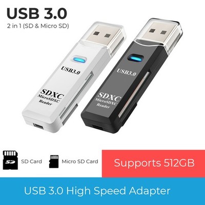 2 IN 1 USB 3.0 Speicherkartenleser High Speed Adapter Micro SD SD SDXC TF