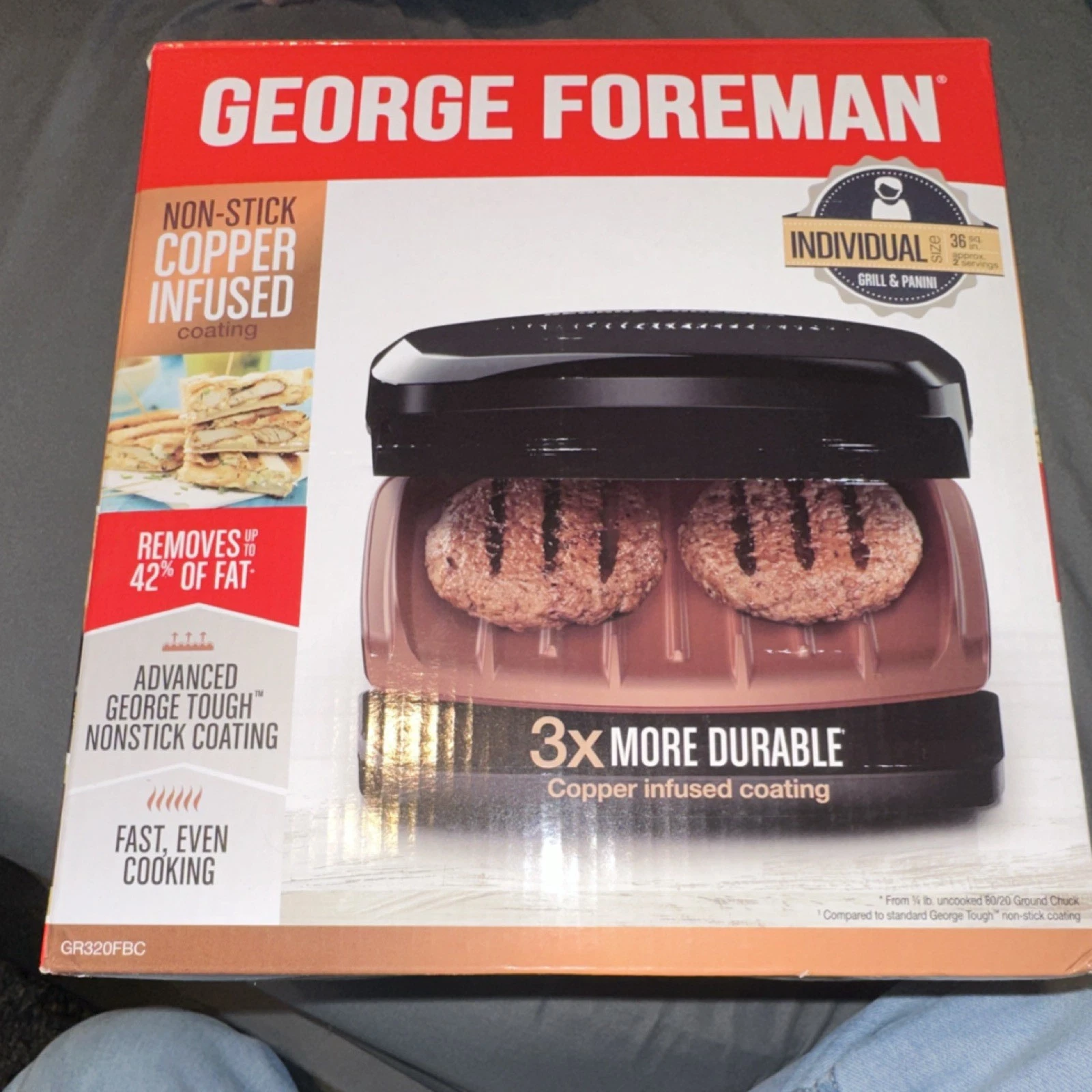 George Foreman GR320FBC Grill & Panini Press Copper Non-stick Black Copper