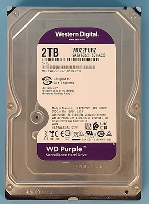 WD Purple WD22PURZ WD22PURZ-85B4ZY0 HDD 3.5  2TB SATA-3 6.0 Gbps 5400 256MB