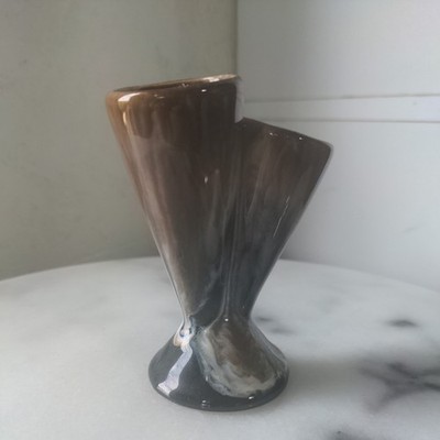 Vintage Französische Petit Grès Flammé Morvan Keramik Doppelkegel Miniatur Vase