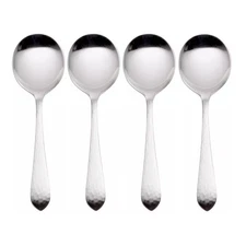 Reed & Barton Hammered Antique 18/10 Stainless Round Soup Spoon (Set of Four)