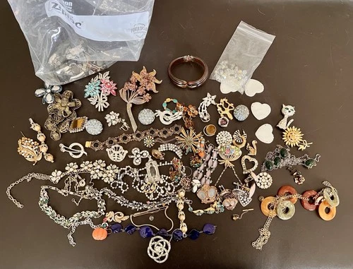 Vintag/Antique  Repair Job Lot Designer Rhinestone Costume Jewelry