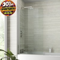 Bathroom Bath Shower Screen Square Modern Over Chrome 800mm Reversible 6mm Glass