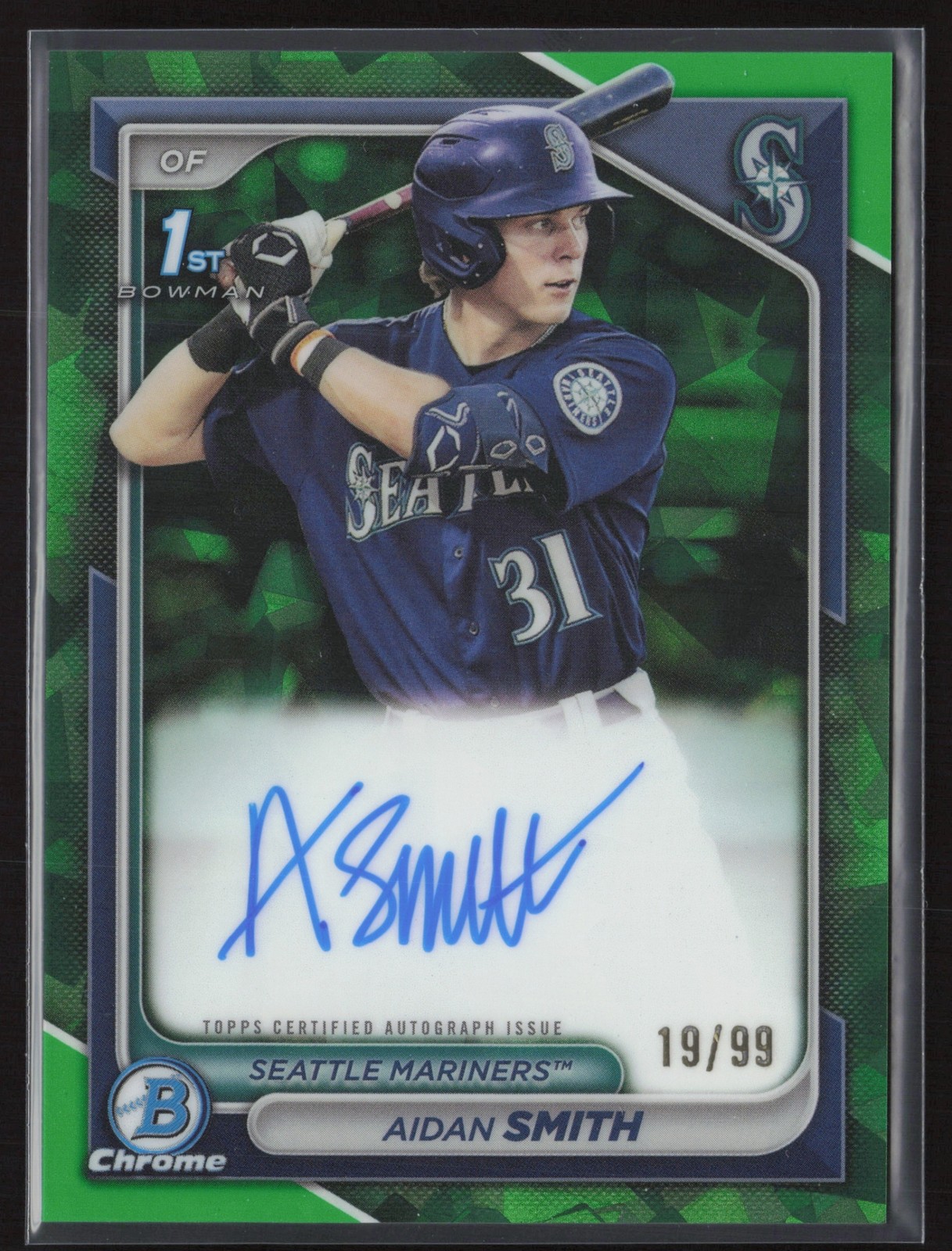 2024 BOWMAN SAPPHIRE AIDAN SMITH CHROME AUTO GREEN 19/99 1ST PROSPECT