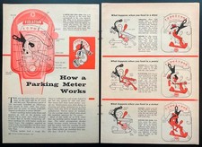 “Cómo funciona un parquímetro” 1959 pictórico vintage funciona con monedas