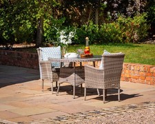 Rattan Direct Cambridge Grey 2 Garden Chairs & Small Round Table Set RRP £419