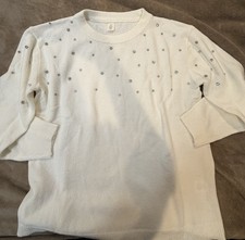 NIP Women’s Cream Studded Oversized Size M Sweater