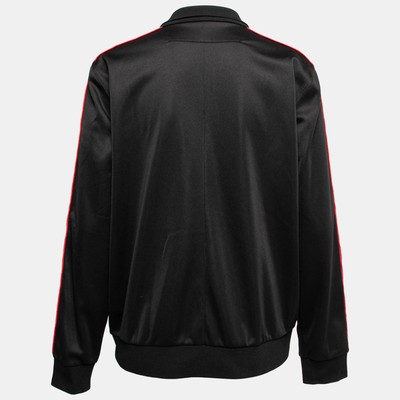 【関税・送料込み】GIVENCHY CASUAL JACKETS Givenchy Black Jersey Logo Tape Trimmed Zip Front Jacket M