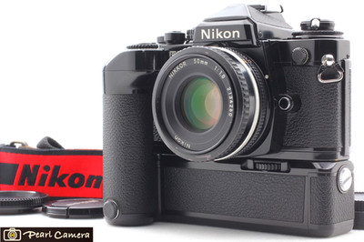 [Near MINT w/ MD-12 ] Nikon FE2 Black Film Camera Ai-s 50mm f1.8 Lens From JAPAN