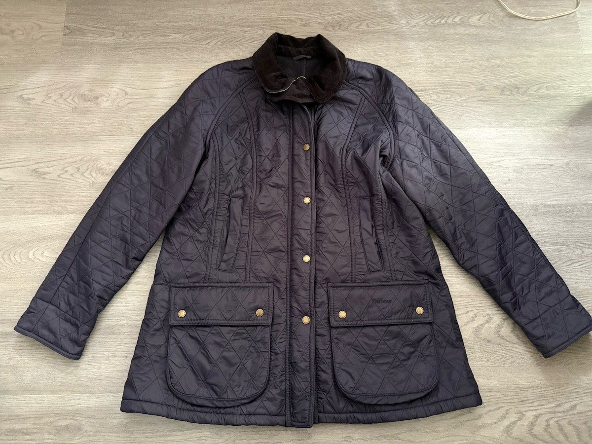 Barbour Beadnell Polarquilt Navy Fleece Lined Country Coat Jacket