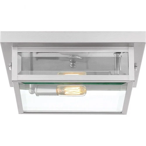 Westover 2-Light Outdoor Flush Mount - 4 Inches Tall and 12 Inches Square-Earth - Picture 10 of 12
