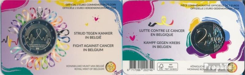 Pièces Belgique 2024 neuf édition: 2024 2 euro Se battre contre le cancer