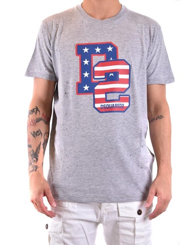 Dsquared2 Logo Tee Short Sleeves Men Grey Shirts - Picture 2 of 4
