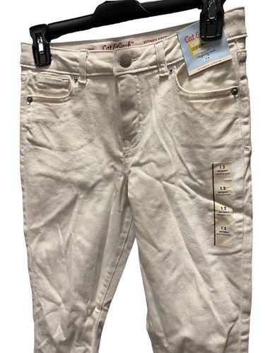New Cat And Jack Girls Skinny Jeans Size 12 White Adjustable Waist Stretchy - Picture 2 of 3