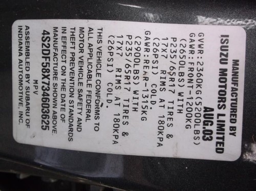 Passenger Right Tail Light Fits 02-04 ISUZU AXIOM 8239759 - Picture 10 of 10